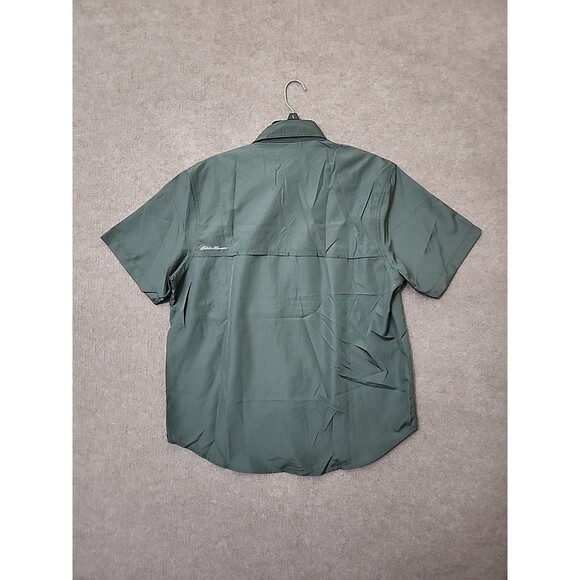 Eddie Bauer Woven Tech Shirt Mens M Green Outdoor Vented Lightweight Camping NEW - Picture 9 of 12